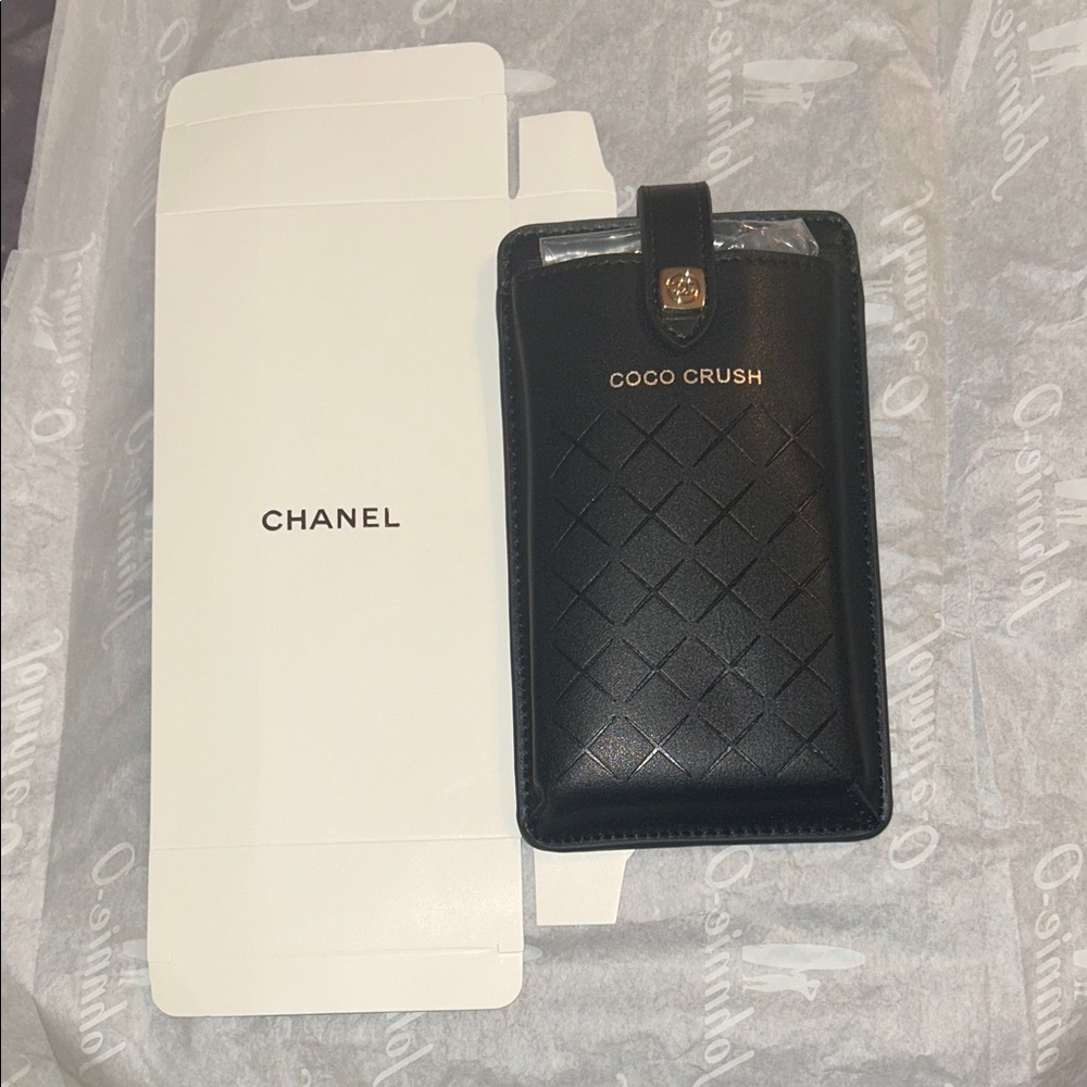 Chanel Black Quilted Phone Case